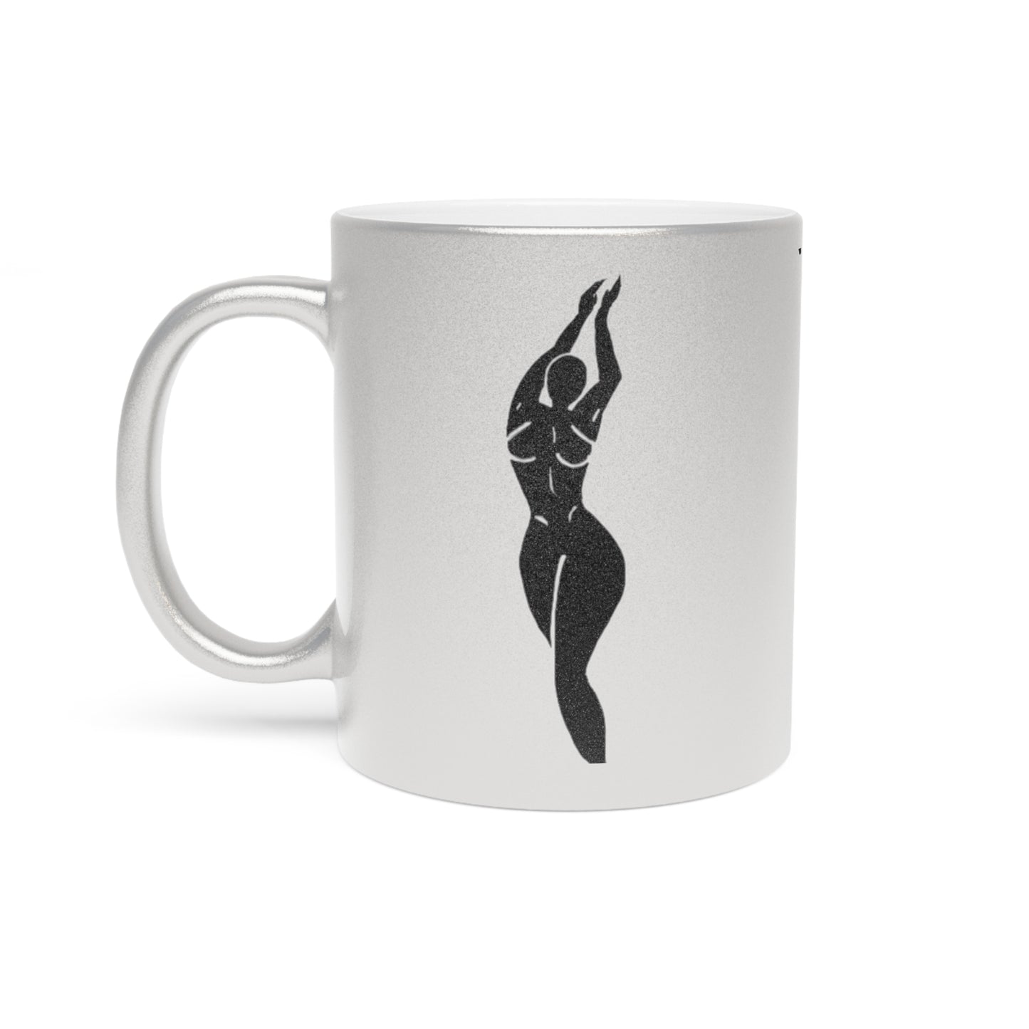 Elegant Metallic Mug - Artful Silhouette Design for Unique Gifting. Personalizable