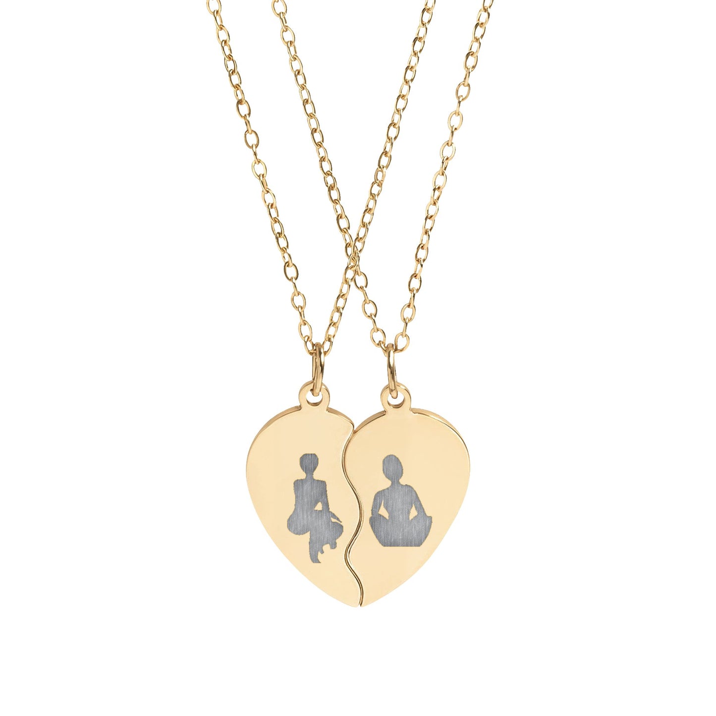 Typical BFFs - Engraved Break-Apart Heart Necklace Set