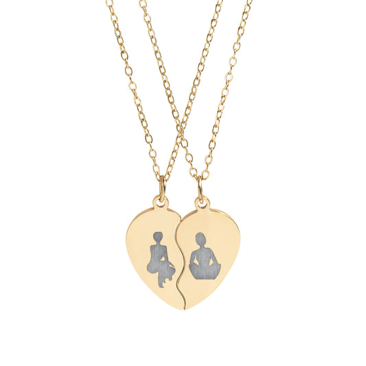 Typical BFFs - Engraved Break-Apart Heart Necklace Set