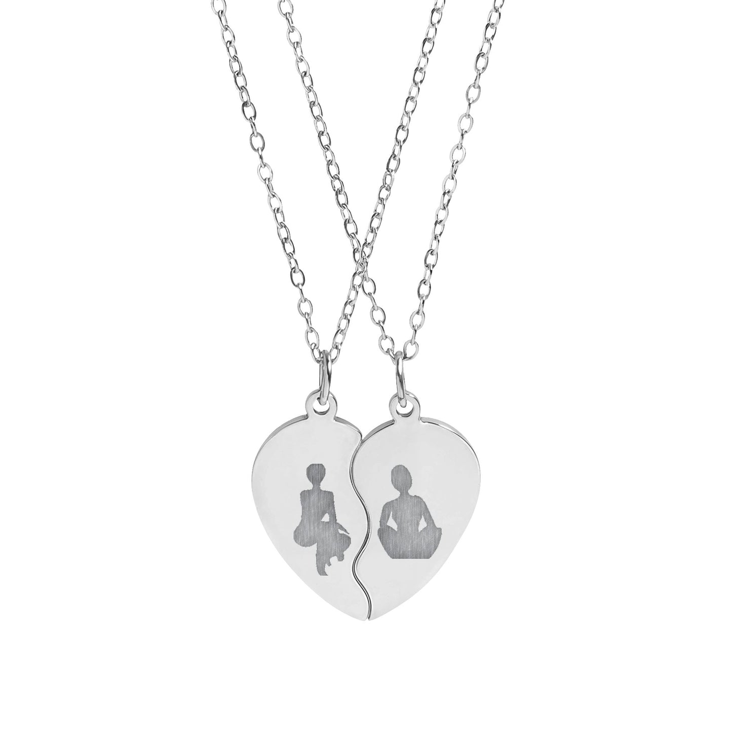 Typical BFFs - Engraved Break-Apart Heart Necklace Set